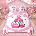 thumbnail image 1 of Feelyou Kawaii Boxing Gloves Twin Bedding Sets 7-Piece, Pink Hope Ribbon Bedding Comforter Set, Cartoon Love Heart Reversible Sheet Sets, Ultra Soft Bedroom Decor, 1 of 8