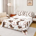 thumbnail image 1 of Feelyou Kawaii Brown Dachshund Twin Sheet Sets, Vintage Pink Rose Twin Fitted Sheet, Cartoon Dog Animal Flat Sheet, Lightweight Room Decor, 3 Pieces, 1 of 7