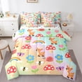thumbnail image 1 of Feelyou Kawaii Brown Deer Bedding Comforter Set 7pcs, Cartoon Jungle Mushroom Queen Bedding Sets, Cure Rainbow Flower Reversible Queen Sheet Sets, Breathable Home Decor, 1 of 7