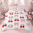 thumbnail image 1 of Feelyou Kawaii Buffalo Bowknot Queen Comforter Set, Fashion Ribbon Strawberry Bedding Sets, Princess Pink Cartoon Reversible Bedding Comforter Set, Microfiber Bedroom Decor, 3 Pieces, 1 of 9