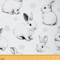 thumbnail image 1 of Feelyou Kawaii Bunnies Fabric by the Yard 3 Yards for Kids, Cute Animal Room Decor Fabric by the Yard, White Grey Rabbit Fabric for Sewing, Lightweight Room Decor, 1 of 6