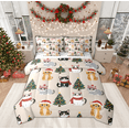 thumbnail image 1 of Feelyou Kawaii Cartoon Cat Bedding Comforter Set 7 Pieces for Teen, Christmas Tree Full Bedding Set, Happy New Year Reversible Fitted Sheet Flat Sheet, Lightweight Room Decor, 1 of 7