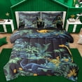 thumbnail image 1 of Feelyou Kawaii Cartoon Dinosaur Twin Bedding Sets 7-Piece, Jungle Leaf Botanical Bedding Comforter Set, Cute Animal Theme Reversible Sheet Sets, Lightweight Room Decor, 1 of 7