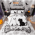 thumbnail image 1 of Feelyou Kawaii Cartoon Ghost Full Size Comforter Sets for Kid, Cute Cat Kitten Bedding Comforter Set, White Black Halloween Reversible Bedding Sets, Luxury Bedroom Decor, 3pcs, 1 of 8