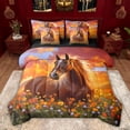 thumbnail image 1 of Feelyou Kawaii Cartoon Horse Bedding Comforter Set 7pcs, Vibrant Groovy Floral Queen Bedding Sets, Rustic Farmhouse Reversible Queen Sheet Sets, Ultra Soft Bedroom Decor, 1 of 8