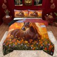 thumbnail image 1 of Feelyou Kawaii Cartoon Horse Queen Comforter Set, Vibrant Groovy Floral Bedding Sets, Rustic Farmhouse Reversible Bedding Comforter Set, Ultra Soft Bedroom Decor, 3-Piece, 1 of 8