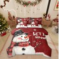 thumbnail image 1 of Feelyou Kawaii Cartoon Snowman Bedding Comforter Set 7 Pieces, Winter Snowflake Print Full Bedding Set, Merry Christmas Reversible Fitted Sheet Flat Sheet, Super Cozy Room Decor, 1 of 7
