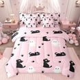 thumbnail image 1 of Feelyou Kawaii Cat Kitten Bedding Comforter Set 7pcs for Kids, Cartoon Animal Lover Queen Bedding Sets, Girly Pink Cartoon Reversible Queen Sheet Sets, Ultra Soft Bedroom Decor, 1 of 8