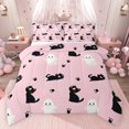 thumbnail image 1 of Feelyou Kawaii Cat Kitten Queen Comforter Set for Kids, Cartoon Animal Lover Bedding Sets, Girly Pink Cartoon Reversible Bedding Comforter Set, Ultra Soft Bedroom Decor, 3-Piece, 1 of 8