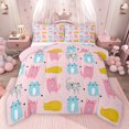 thumbnail image 1 of Feelyou Kawaii Cat Lover Bedding Comforter Set for Kids, Funny Kitten Animal Twin Comforter Sets, Girly Pink Cartoon Reversible Bedding Set, Lightweight Room Decor, 2 Pieces, 1 of 9