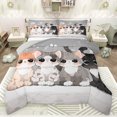 thumbnail image 1 of Feelyou Kawaii Cat Teens Bedding Comforter Set, Cute Cartoon Kitten Twin Comforter Sets, Anime Animal Style Reversible Bedding Set, Breathable Home Decor, 2 Pieces, 1 of 8