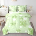 thumbnail image 1 of Feelyou Kawaii Cherry Blossoms Bedding Comforter Set 7pcs, Green Polkadots Abstract King Bedding Sets, Watercolor Flower Reversible Bed Sheets, Luxury Bedroom Decor, 1 of 8