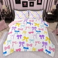 thumbnail image 1 of Feelyou Kawaii Colorful Bow Bedding Comforter Set, Chic Princess Ribbon Twin Comforter Sets, Cute Cartoon Bowknot Reversible Bedding Set, Microfiber Bedroom Decor, 2-Piece, 1 of 8