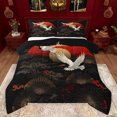 thumbnail image 1 of Feelyou Kawaii Cran Animal Bedding Comforter Set for Teen, Tokyo Plant Botanical Twin Comforter Sets, Black Red Japanese Style Reversible Bedding Set, Super Cozy Room Decor, 2-Piece, 1 of 9
