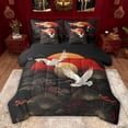 thumbnail image 1 of Feelyou Kawaii Cran Animal Twin Bedding Sets 7-Piece for Teen, Tokyo Plant Botanical Bedding Comforter Set, Black Red Japanese Style Reversible Sheet Sets, Super Cozy Room Decor, 1 of 9