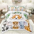 thumbnail image 1 of Feelyou Kawaii Dalmatian Dog Full Size Comforter Sets for Kids, Hippo Zebra Wildlife Bedding Comforter Set, Green Leaf Plant Reversible Bedding Sets, Ultra Soft Bedroom Decor, 3 Pieces, 1 of 8