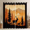 thumbnail image 1 of Feelyou Kawaii Deer Family Black Out Curtains, Rustic Wildlife Moose Curtains Pack of 2 (42x63 Each), Jungle Pine Tree Bedroom Curtains, Window Curtains Home Decor, 1 of 6