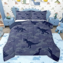 Feelyou Kawaii Dino Child Twin Comforter Sets, Camouflage Abstract Bedding Set, 2-Piece