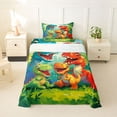 thumbnail image 1 of Feelyou Kawaii Dinosaur Faimly Twin Sheet Sets for Kids, Cartoon Jungle Animal Bedding, Blue Green, 3 Pieces, 1 of 5