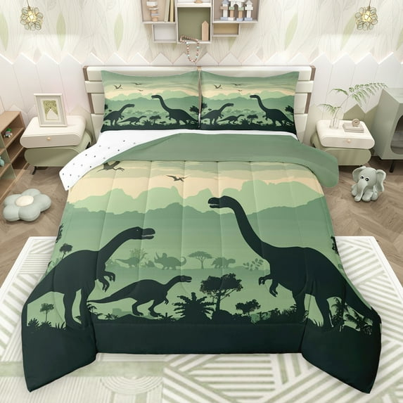 Feelyou Kawaii Dinosaur Family Queen Comforter Set for Kid, Cute Jungle Dino Bedding Sets, Funny Animal Theme Reversible Bedding Comforter Set, Breathable Home Decor, 3pcs