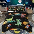 thumbnail image 1 of Feelyou Kawaii Dinosaur Kids Queen Comforter Set, Mystic Outer Space Bedding Sets, Stars Rocket Planet Reversible Bedding Comforter Set, Microfiber Bedroom Decor, 3pcs, 1 of 8