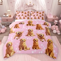 Feelyou Kawaii Dog Kids Twin Comforter Sets, Animal Lover Bedding Set, 2 Pieces