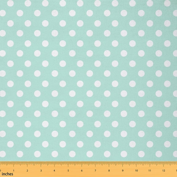 Feelyou Kawaii Dots Fabric by the Yard 2 Yards, Modern Green Polka Dot Sewing Fabric, Cartoon Theme Home Decor Fabric by the Yard, Microfiber Bedroom Decor