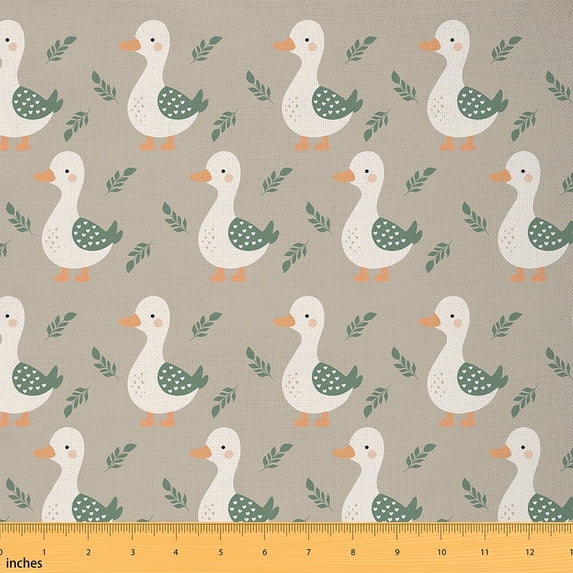 Feelyou Kawaii Duck Fabric by the Yard 2 Yards for Kid, Cartoon Animal Room Decor Fabric by the Yard, Rustic Farmhouse Goose Fabric for Sewing, Ultra Soft Home Decor
