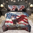 thumbnail image 1 of Feelyou Kawaii Eagle Child Bedding Comforter Set 7 Pieces, Independence Day Full Bedding Set, Retro American Flag Reversible Fitted Sheet Flat Sheet, Breathable Home Decor, 1 of 8