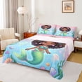 thumbnail image 1 of Feelyou Kawaii Fairy Sea Mermaid Bed Sheets for Kids, Dreamy Marine Jellyfish King Sheets, Pink Blue, 4-Piece, 1 of 5
