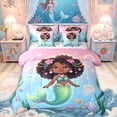 thumbnail image 1 of Feelyou Kawaii Fairy Sea Mermaid Bedding Comforter Set for Kids, Dreamy Marine Jellyfish Queen Bedding Sets, Pink Blue, Colorful Star Reversible, 7-Piece, 1 of 7