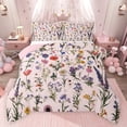 thumbnail image 1 of Feelyou Kawaii Flower Girls Queen Comforter Set, Groovy Daisy Lavender Floral Bedding Sets, Girly Pink Cartoon Reversible Bedding Comforter Set, Microfiber Bedroom Decor, 3pcs, 1 of 8