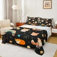 thumbnail image 1 of Feelyou Kawaii Fox Black Bed Sheets for Kids, Dreamy Cartoon Animal King Sheets, Rainbow Flower Floral Sheet Set, Microfiber Bedroom Decor, 4pcs, 1 of 7