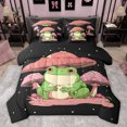 thumbnail image 1 of Feelyou Kawaii Frog Prince Bedding Comforter Set 7pcs for Teem, Pink Jungle Mushroom King Bedding Sets, Cute Cartoon Theme Reversible Bed Sheets, Luxury Bedroom Decor, 1 of 7