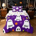 thumbnail image 1 of Feelyou Kawaii Ghost Boo Twin Comforter Sets, Cute Polka Dot Bedding Set, Purple White, Halloween Reversible, 2-Piece, 1 Comforter and 2 Pillowcases, 1 of 7
