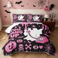 thumbnail image 1 of Feelyou Kawaii Ghost Pumpkin Twin Quilt Set, Spooky Drip Spider Twin Coverlet Set, Black Pink, 2-Piece, 1 Comforter and 1 Pillowcase, 1 of 7