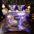 thumbnail image 1 of Feelyou Kawaii Ghost Twin Bedding, Spooky Pumpkin Bedding Comforter Set, Purple Orange, Halloween Reversible, 7 Pieces, 1 of 7
