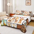 thumbnail image 1 of Feelyou Kawaii Giraffe Family Queen Sheet Sets, Cartoon Love Heart Flat Sheet, Brown Patchwork Queen Fitted Sheet, Ultra Soft Bedroom Decor, 4pcs, 1 of 7