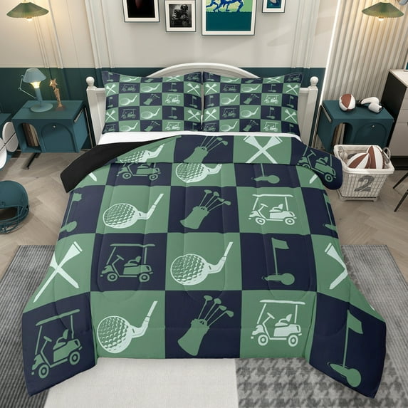 Feelyou Kawaii Golf Car Bedding Comforter Set, Eat Sleep Sleep Twin Comforter Sets, Cartoon Ball Gaming Gamer Reversible Bedding Set, Super Cozy Room Decor, 2pcs
