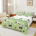 thumbnail image 1 of Feelyou Kawaii Green Panda Twin Sheet Sets, Cartoon Cute Animal Twin Fitted Sheet, Teens Boys Girls Kids Flat Sheet, Lightweight Room Decor, 3pcs, 1 of 7