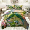 thumbnail image 1 of Feelyou Kawaii Green Parrot Bedding Comforter Set, Spring Daisy Flower Floral Twin Comforter Sets, 3D Jungle Bird Reversible Bedding Set, Luxury Bedroom Decor, 2pcs, 1 of 8