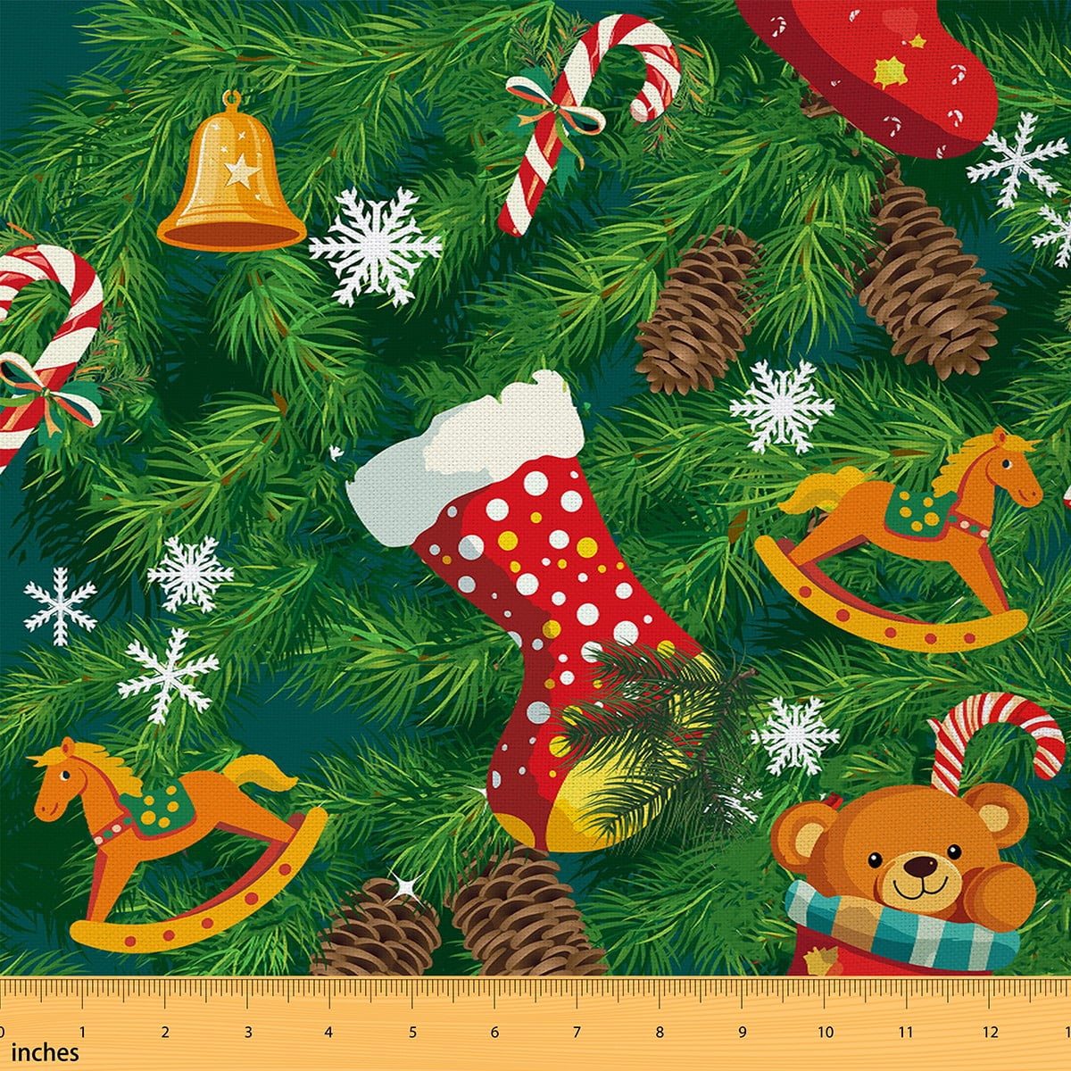 Feelyou Kawaii Green Tree Fabric by the Yard 3 Yards for Teens, Christmas Gifts Sewing Fabric, Dreamy Fairy Tale Home Decor Fabric by the Yard, Ultra Soft Home Decor