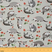 Feelyou Kawaii Guinea Pig Fabric by the Yard 3 Yards for Kid, Animal Hamster Home Decor Fabric by the Yard, Cartoon Strawberry Sewing Fabric, Luxury Bedroom Decor