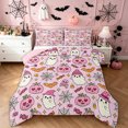 thumbnail image 1 of Feelyou Kawaii Halloween Ghost Queen Comforter Set, Cute Pumpkin Candy Comforter Sets Queen, Pink Reversible, 3 Pieces, 1 Comforter and 2 Pillowcases, 1 of 7