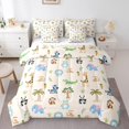 thumbnail image 1 of Feelyou Kawaii Jungle Animal Bedding Comforter Set 7pcs for Kids, Lion Elephant Monkey Bear Queen Bedding Sets, Coconut Tree Plant Reversible Queen Sheet Sets, Super Cozy Room Decor, 1 of 8