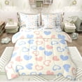 thumbnail image 1 of Feelyou Kawaii Love Heart Bedding Comforter Set 7 Pieces, Fashion Graffiti Cartoon Full Bedding Set, Teens Kids Girls Women Reversible Fitted Sheet Flat Sheet, Microfiber Bedroom Decor, 1 of 7