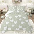 thumbnail image 1 of Feelyou Kawaii Love Heart Bedding Comforter Set for Kids, Romantic Valentines Day Twin Comforter Sets, Green Cartoon Reversible Bedding Set, Super Cozy Room Decor, 2pcs, 1 of 8