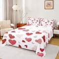 thumbnail image 1 of Feelyou Kawaii Love Heart Queen Sheet Sets, Fashion Stripes Polkadots Flat Sheet, Teens Kids Girls Women Queen Fitted Sheet, Breathable Home Decor, 4-Piece, 1 of 7