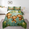 thumbnail image 1 of Feelyou Kawaii Monkey Animal Twin Comforter Sets, Green Leaf Plant Bedding Set, 2 Pieces, 1 of 8