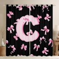 thumbnail image 1 of Feelyou Kawaii Monogrammed C Black Out Curtains for Teen, Black Pink Bow-tie Curtains Pack of 2 (42x63 Each), Cartoon Princess Bow Bedroom Curtains, Curtains and Drapes Room Decor, 1 of 7